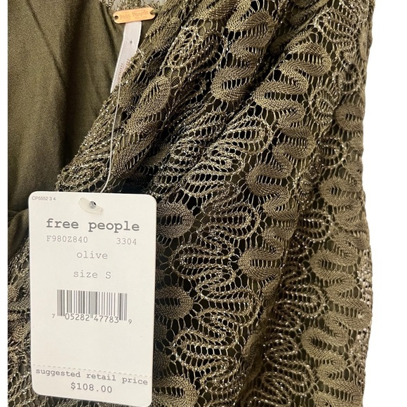 FREE PEOPLE | NWT Foiled Again Olive Lace Bodycon Open Back Boho Mini Dress | S - Picture 10 of 10